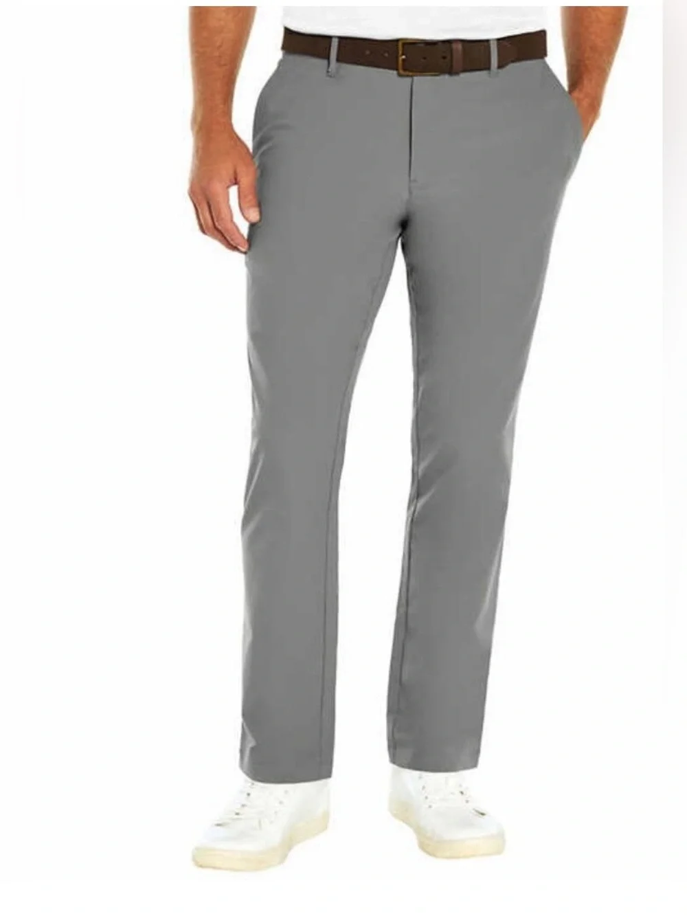 Banana Republic Slim Flat-Front Pants in Light Gray